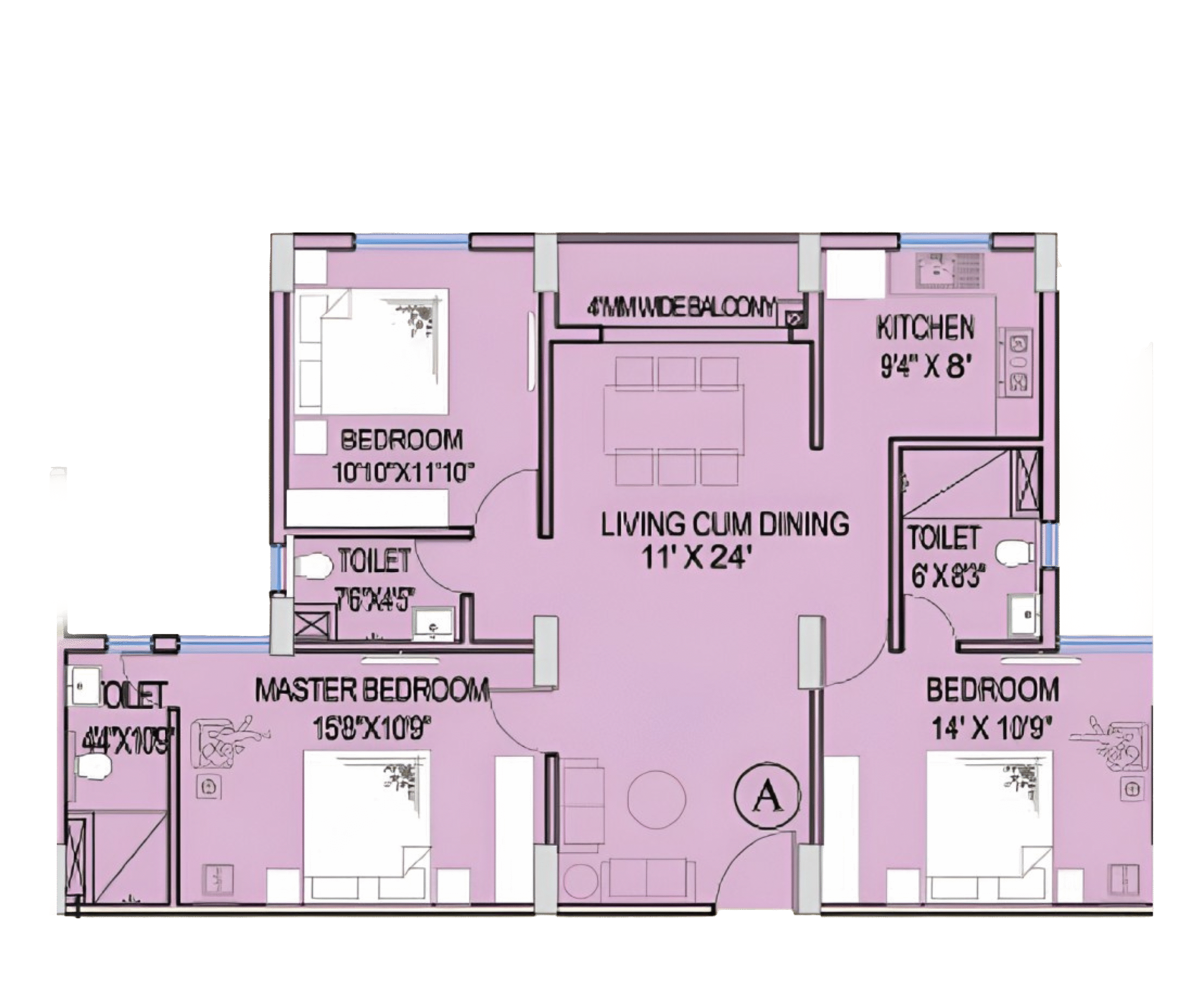 Floor plan for Flat A