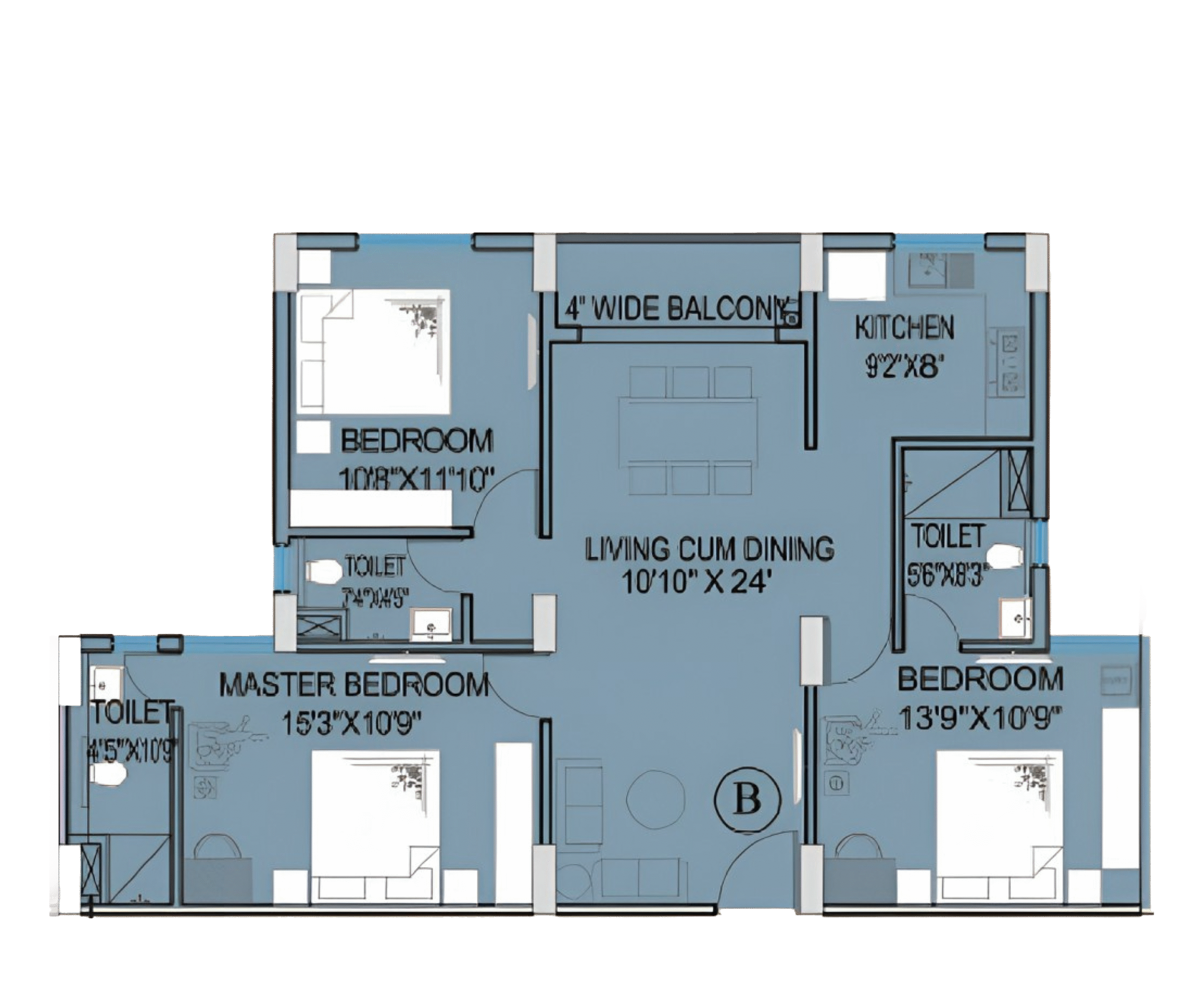 Floor plan for Flat B