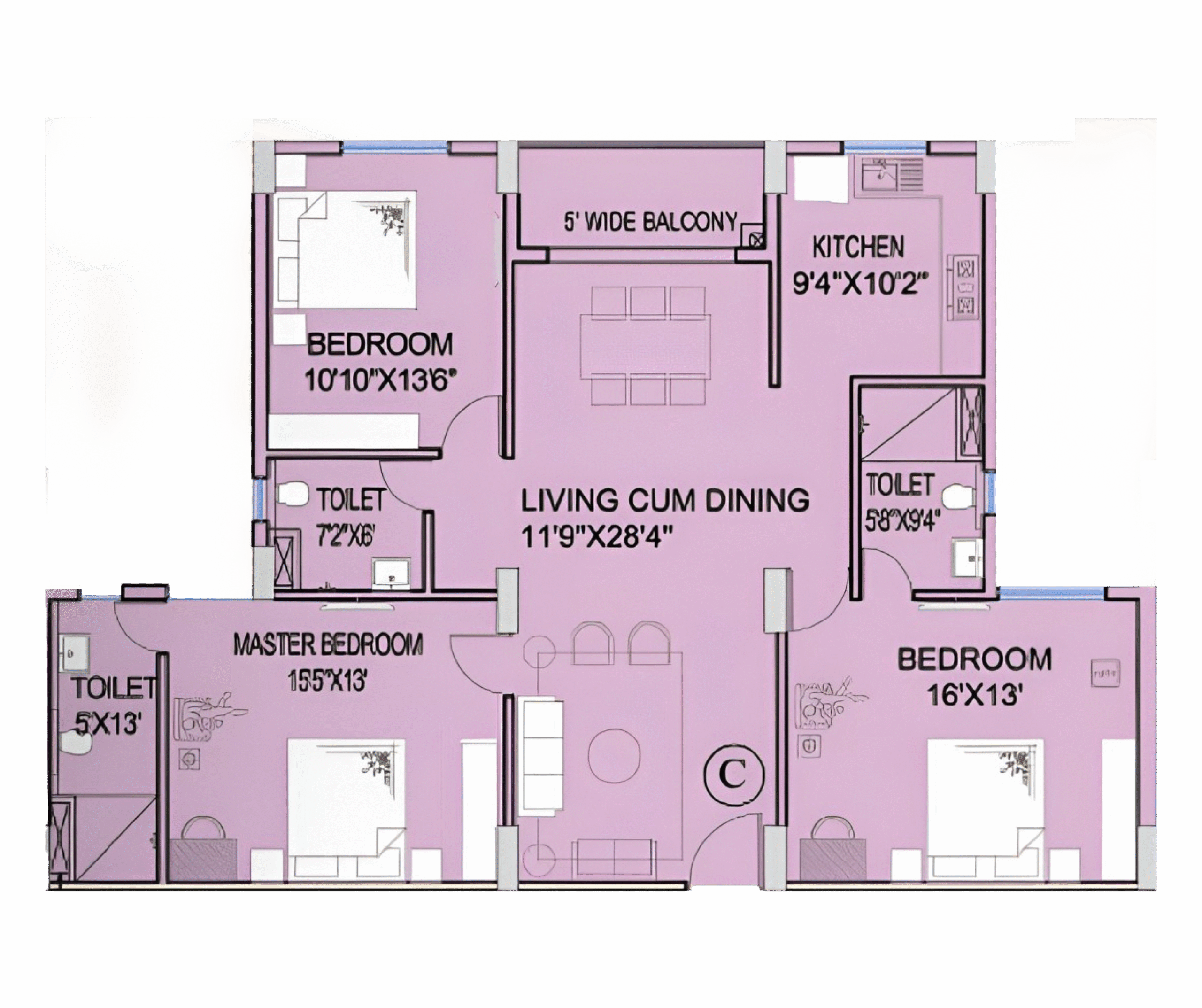 Floor plan for Flat C