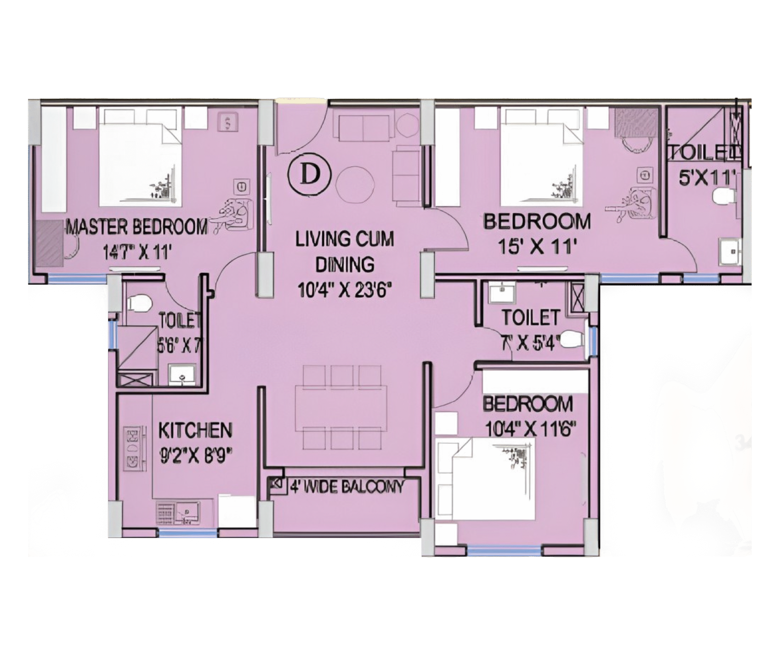 Floor plan for Flat D