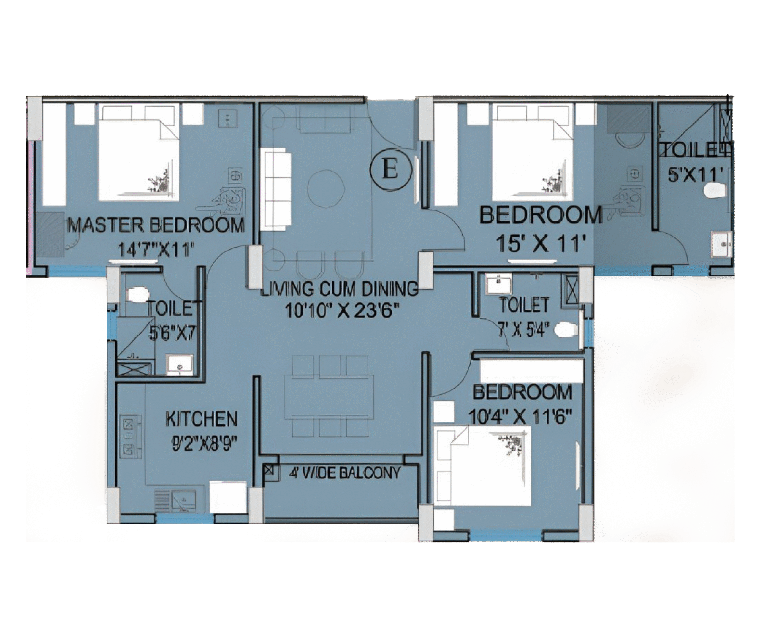 Floor plan for Flat E