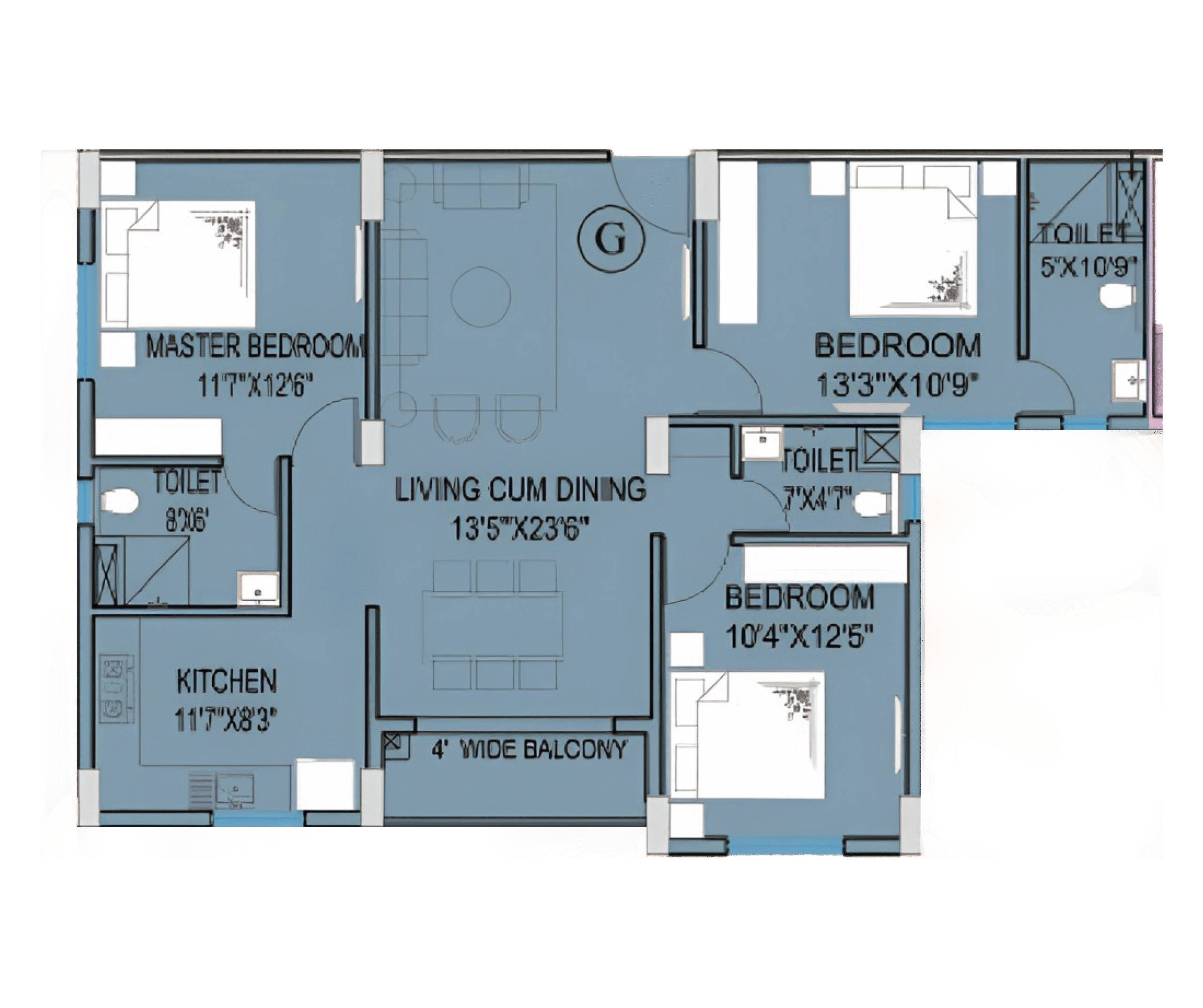 Floor plan for Flat G